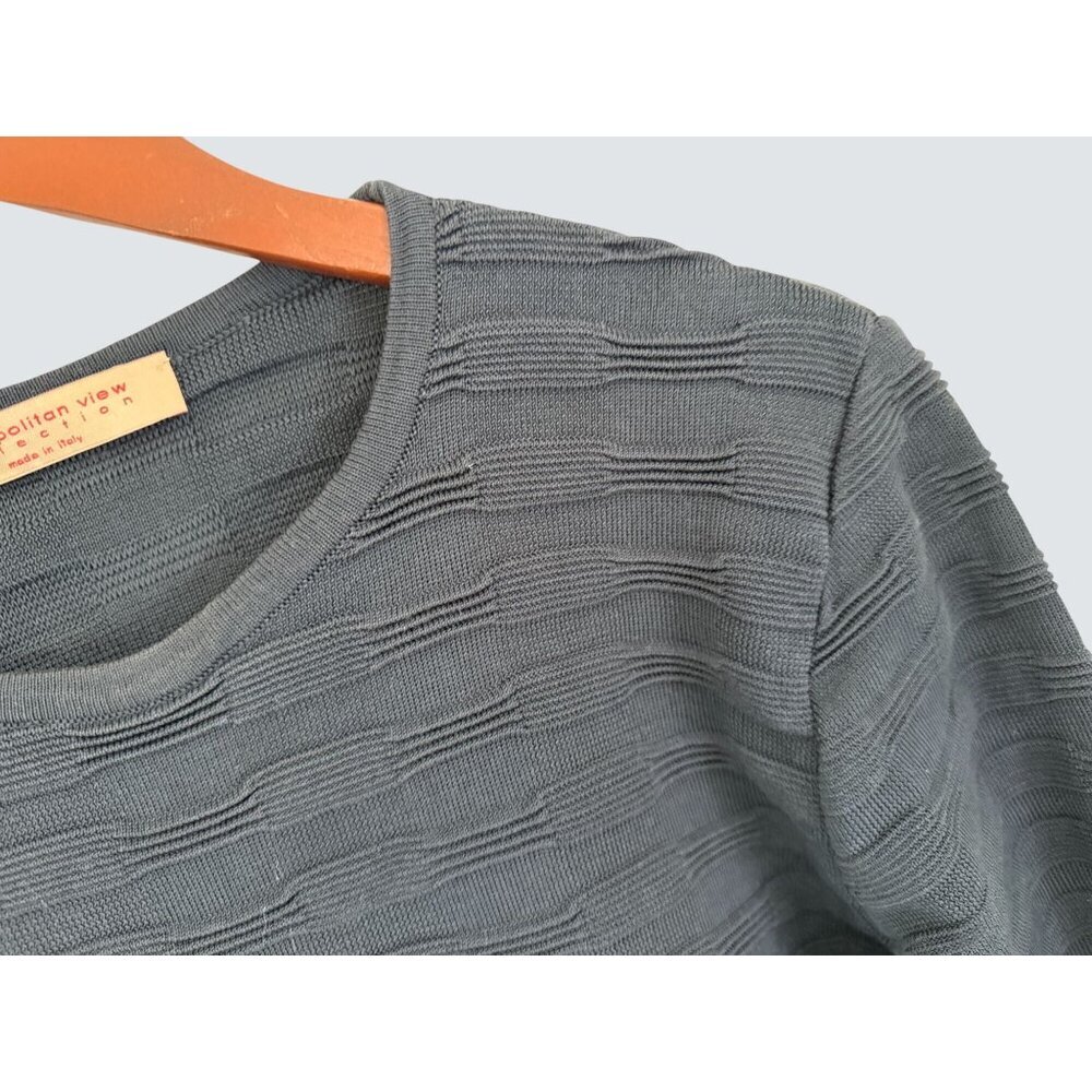 Made in Italy Metropolitan View Collection Textured Gray Knit Sweater Made In It - Picture 4 of 6